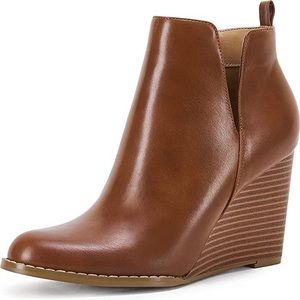 Piepiebuy Women's Ankle Boots Slip on Wedge Heel Boots 9 NWT Cognac